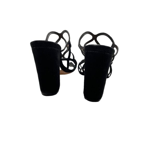 Schutz Black Caged Open Toe Block Heel Shoes Sz 8.5 - Picture 4 of 8